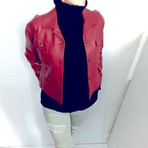 Red leather jacket. Vegan. Like new, Faux Leather. Gorgeous Oxblood Colour.